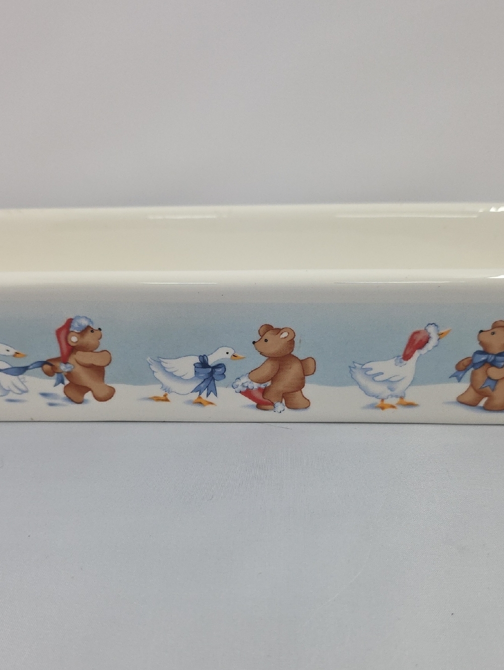 House of Lloyd Dish Vintage Bears & Geese Snow Scene Christmas Winter 1988